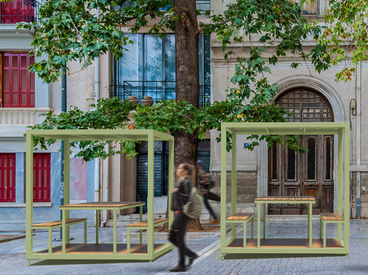Mobilier urbain transitoire, mobilier piétonnisation des rues, table pique-nique éphémère, mobilier éphémère, place éphémère