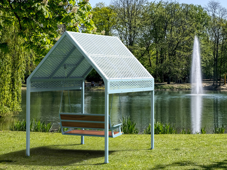 Balancelle urbaine - mobilier urbain - balancelle avec abri solaire