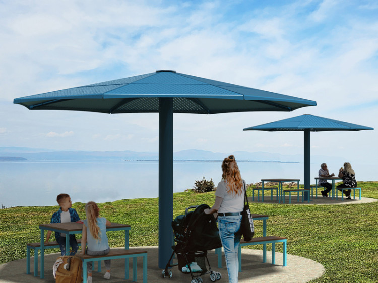 Parasol Métallique - Parasol 4 saisons - Mobilier urbain Montréal - abri solaire résistant