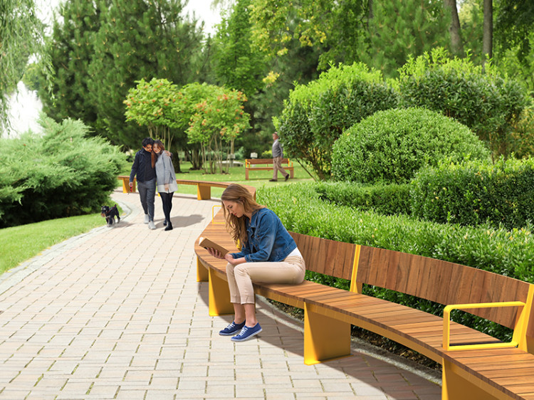 Town benches - street furniture - modular benches - curved benches