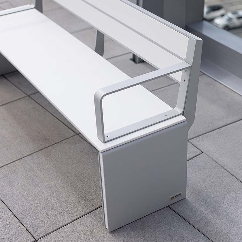 Banc urbain Modulo avec dossier et accoudoirs - Mobilier sur toit-terrasse - Mobilier commercial ou urbain