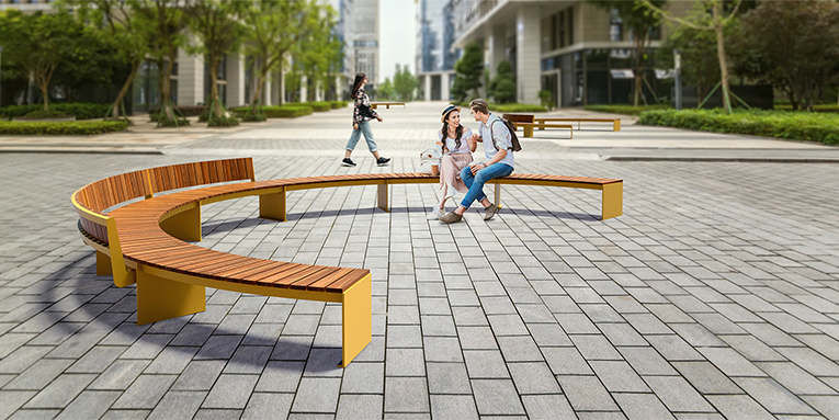 Banc circulaire urbain, Banc rond extérieur