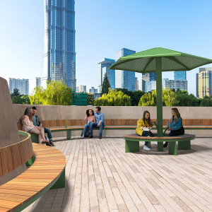 Curved Modular benches, Street furniture, urban furniture, shelter with bench, outdoor furniture, school outdoor furniture, touristic station outdoor furniture, commercial outdoor furniture, Park outdoor furniture, Rooftop terrace furniture, Commercial terrace furniture, Public square outdoor furniture, Touristic site outdoor furniture, Urban modular furniture, Public space furniture.