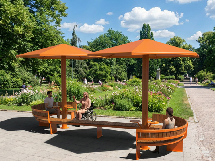 Banc modulaire urbain, accès universel (PMR), parasol métallique, abri solaire, abri de pique-nique, mobilier urbain, banc public, mobilier espace public, mobilier extérieur, mobilier d'espace collaboratif extérieur, mobilier espace commercial, mobilier de parc, mobilier scolaire, station touristique, mobilier terrasse commerciale, mobilier place publique, mobilier toit-terrasse extérieur, mobilier modulaire urbain Modular urban bench, universal access (ADA), metal parasol, sunshade, solar shelter, sunbrella, umbrella, picnic table shelter, urban furniture, street furniture, site furnishings, public bench, public space furniture, public square outdoor furniture, outdoor furniture, outdoor collaborative space furniture, commercial furniture, park furniture, school outdoor furniture, touristic station, Touristic site outdoor furniture, commercial terrace furniture, rooftop terrace furniture, urban modular furniture