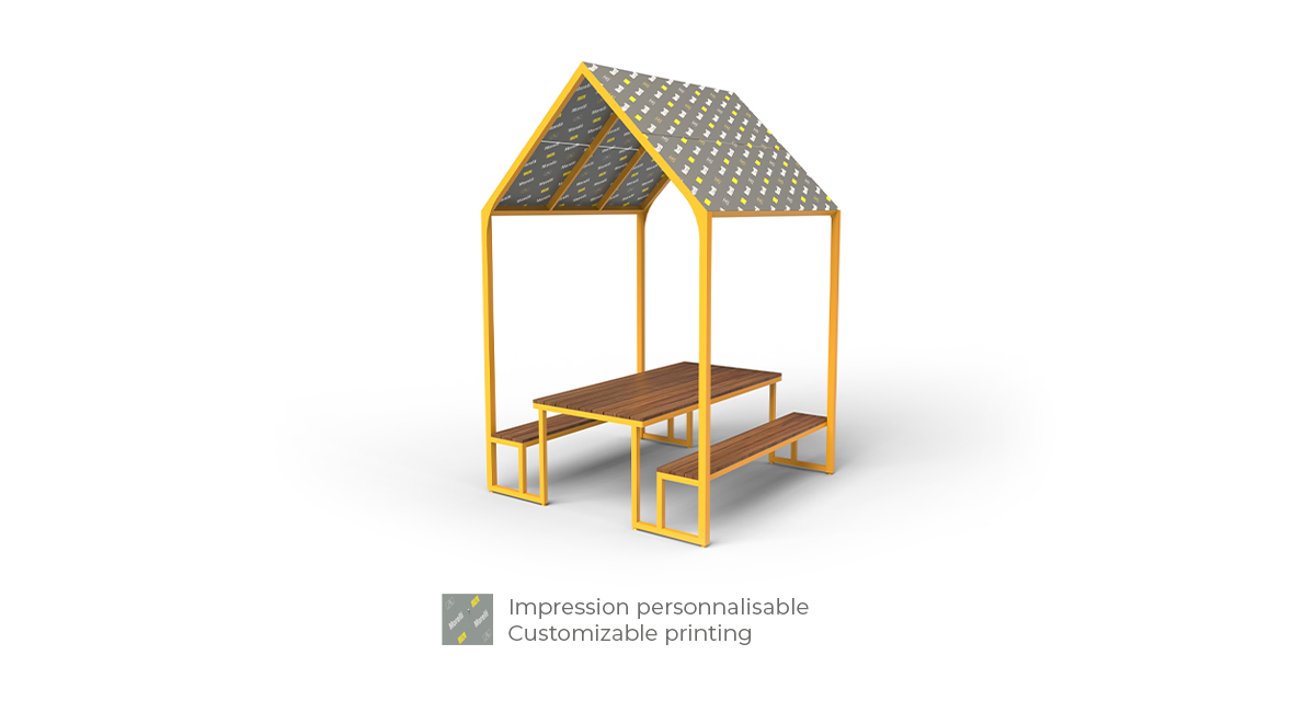 Table pique-nique modulaire, accès universel (PMR), maisonnette, abri solaire, Abri de table de pique-nique, mobilier urbain, table à pique-nique, table publique, banc public, mobilier espace public, mobilier extérieur, mobilier d'espace collaboratif extérieur, mobilier espace commercial, mobilier de parc, mobilier scolaire, station touristique, mobilier terrasse commerciale, mobilier place publique, mobilier toit-terrasse extérieur, mobilier modulaire urbain Modular picnic table, universal access (ADA), house, sunshade, solar shelter, Picnic table shelter, urban furniture, street furniture, site furnishings, public table, public bench, modular picnic table, public space furniture, public square outdoor furniture, outdoor furniture, outdoor collaborative space furniture, commercial furniture, park furniture, school outdoor furniture, touristic station, Touristic site outdoor furniture, commercial terrace furniture, rooftop terrace furniture, urban modular furniture