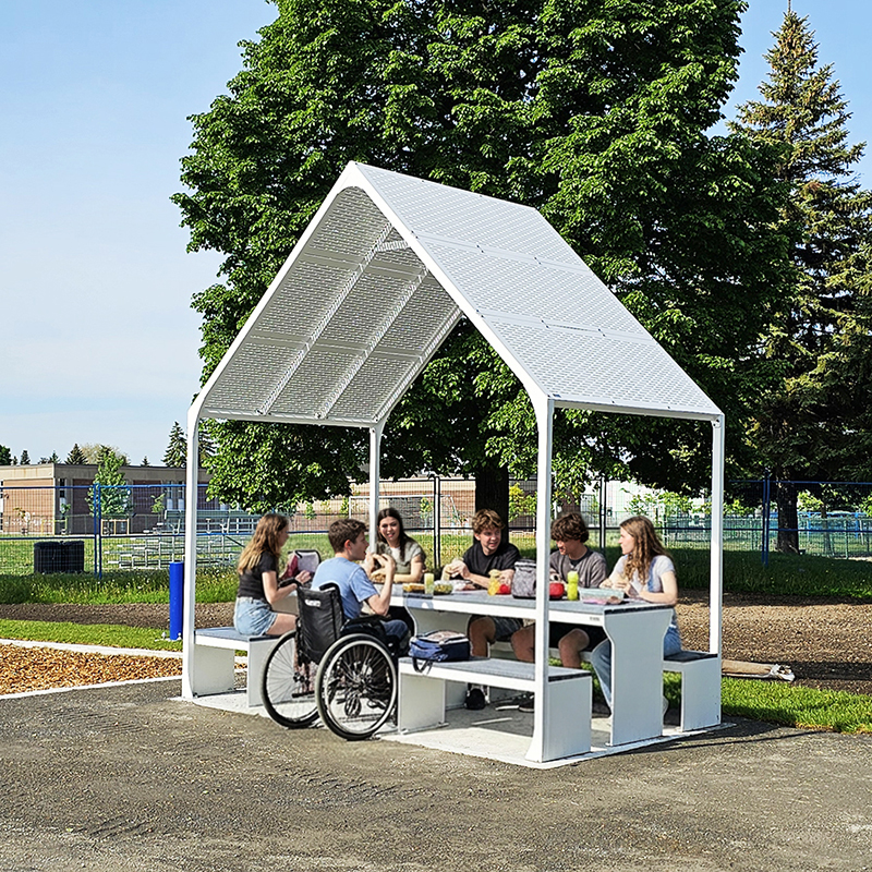 Table pique-nique modulaire, accès universel (PMR), maisonnette, abri solaire, Abri de table de pique-nique, mobilier urbain, table à pique-nique, table publique, banc public, mobilier espace public, mobilier extérieur, mobilier d'espace collaboratif extérieur, mobilier espace commercial, mobilier de parc, mobilier scolaire, station touristique, mobilier terrasse commerciale, mobilier place publique, mobilier toit-terrasse extérieur, mobilier modulaire urbain Modular picnic table, universal access (ADA), house, sunshade, solar shelter, Picnic table shelter, urban furniture, street furniture, site furnishings, public table, public bench, modular picnic table, public space furniture, public square outdoor furniture, outdoor furniture, outdoor collaborative space furniture, commercial furniture, park furniture, school outdoor furniture, touristic station, Touristic site outdoor furniture, commercial terrace furniture, rooftop terrace furniture, urban modular furniture