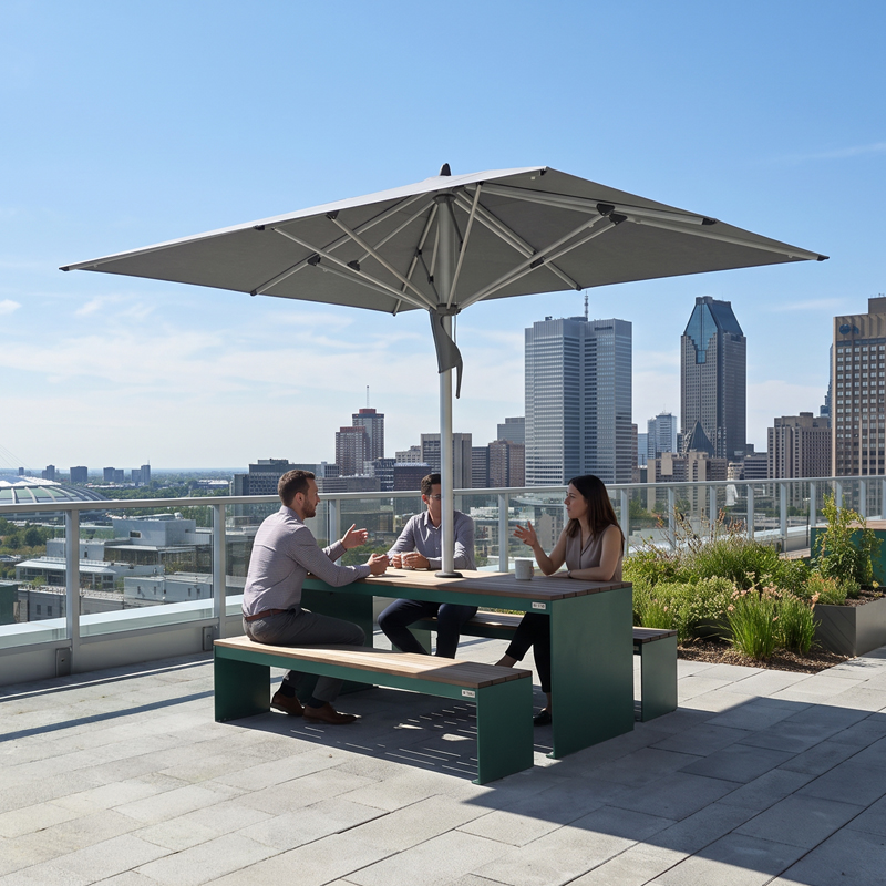 Table pique-nique modulaire, accès universel (PMR), parasol de tissu, abri solaire, abri de table de pique-nique, mobilier urbain, table à pique-nique, table publique, banc public, mobilier espace public, mobilier extérieur, mobilier d'espace collaboratif extérieur, mobilier espace commercial, mobilier de parc, mobilier scolaire, station touristique, mobilier terrasse commerciale, mobilier place publique, mobilier toit-terrasse extérieur, mobilier modulaire urbain Modular picnic table, universal access (ADA), fabric parasol, sunshade, solar shelter, sunbrella, umbrella, Picnic table shelter, urban furniture, street furniture, site furnishings, public table, public bench, modular picnic table, public space furniture, public square outdoor furniture, outdoor furniture, outdoor collaborative space furniture, commercial furniture, park furniture, school outdoor furniture, touristic station, Touristic site outdoor furniture, commercial terrace furniture, rooftop terrace furniture, urban modular furniture