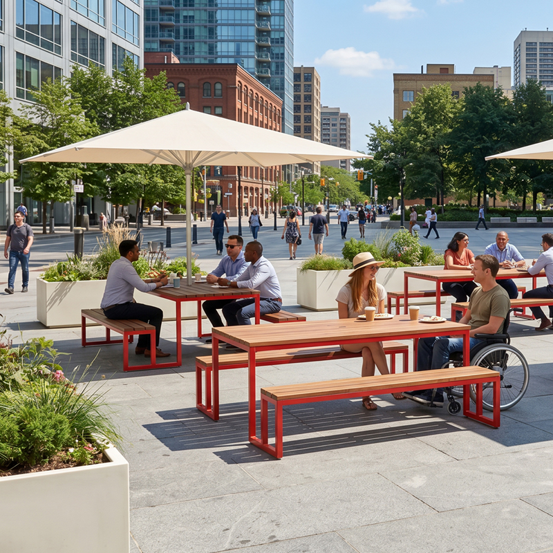 Table pique-nique modulaire, accès universel (PMR), parasol de tissu, abri solaire, abri de table de pique-nique, mobilier urbain, table à pique-nique, table publique, banc public, mobilier espace public, mobilier extérieur, mobilier d'espace collaboratif extérieur, mobilier espace commercial, mobilier de parc, mobilier scolaire, station touristique, mobilier terrasse commerciale, mobilier place publique, mobilier toit-terrasse extérieur, mobilier modulaire urbain Modular picnic table, universal access (ADA), fabric parasol, sunshade, solar shelter, sunbrella, umbrella, Picnic table shelter, urban furniture, street furniture, site furnishings, public table, public bench, modular picnic table, public space furniture, public square outdoor furniture, outdoor furniture, outdoor collaborative space furniture, commercial furniture, park furniture, school outdoor furniture, touristic station, Touristic site outdoor furniture, commercial terrace furniture, rooftop terrace furniture, urban modular furniture